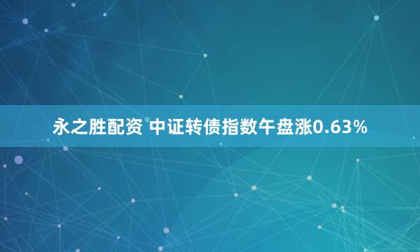 永之胜配资 中证转债指数午盘涨0.63%