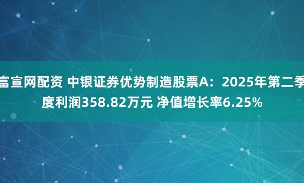 富宣网配资 中银证券优势制造股票A：2025年第二季度利润358.82万元 净值增长率6.25%
